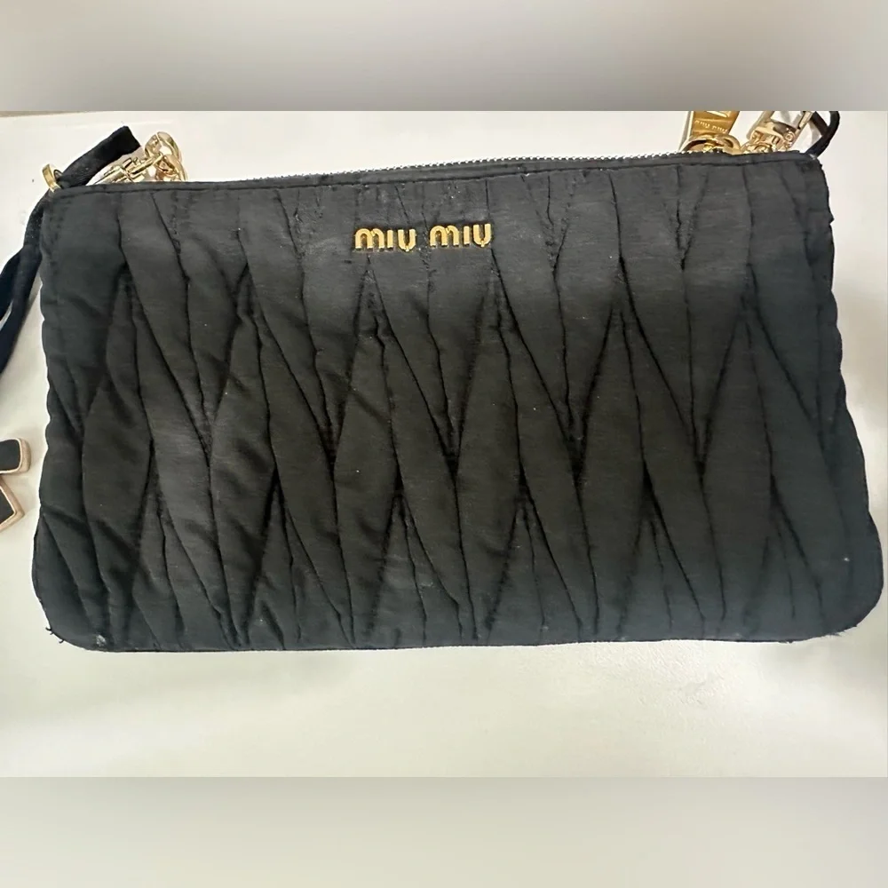 Miu Miu Black Quilted Y2K Pouch